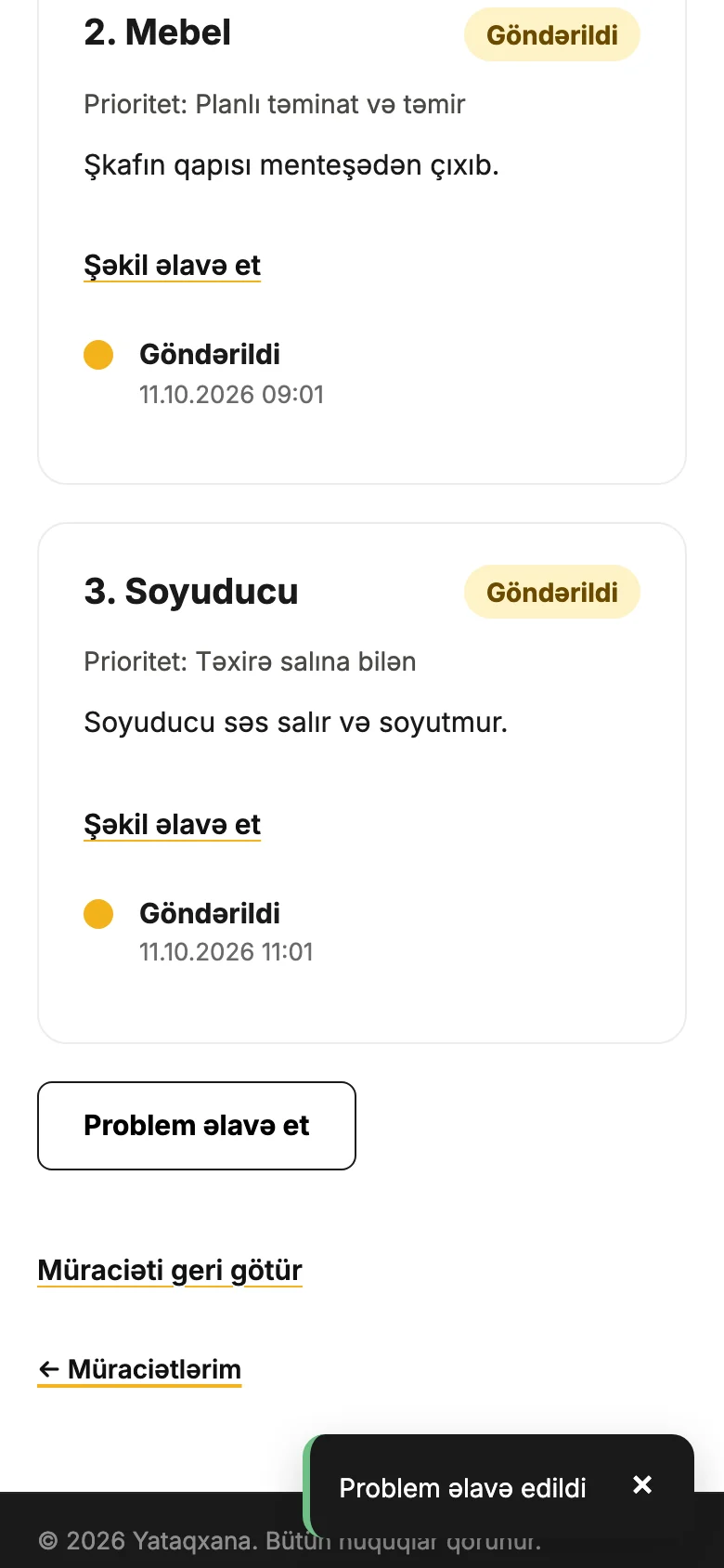 Problem əlavə edildi